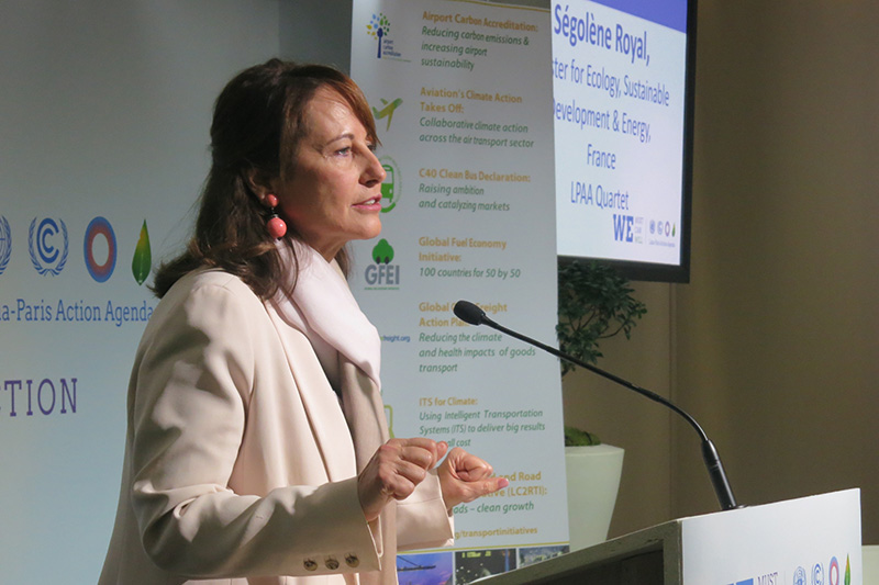 Segolene Royal, French Minister for Ecology and Sustainable Development, speaks at the event
