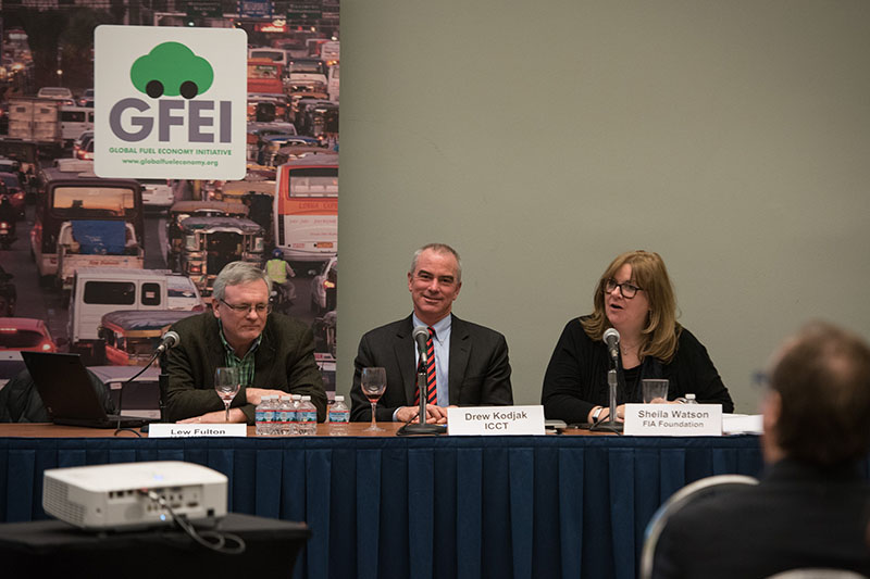 Lew Fulton, Drew Kodjak, Executive Director of ICCT and Sheila Watson, Director of Environment and Research at the FIA Foundation and Executive Secretary of GFEI