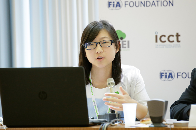 Zifei Yang, ICCT, gives a training presentation on Fuel Economy Fiscal measures.