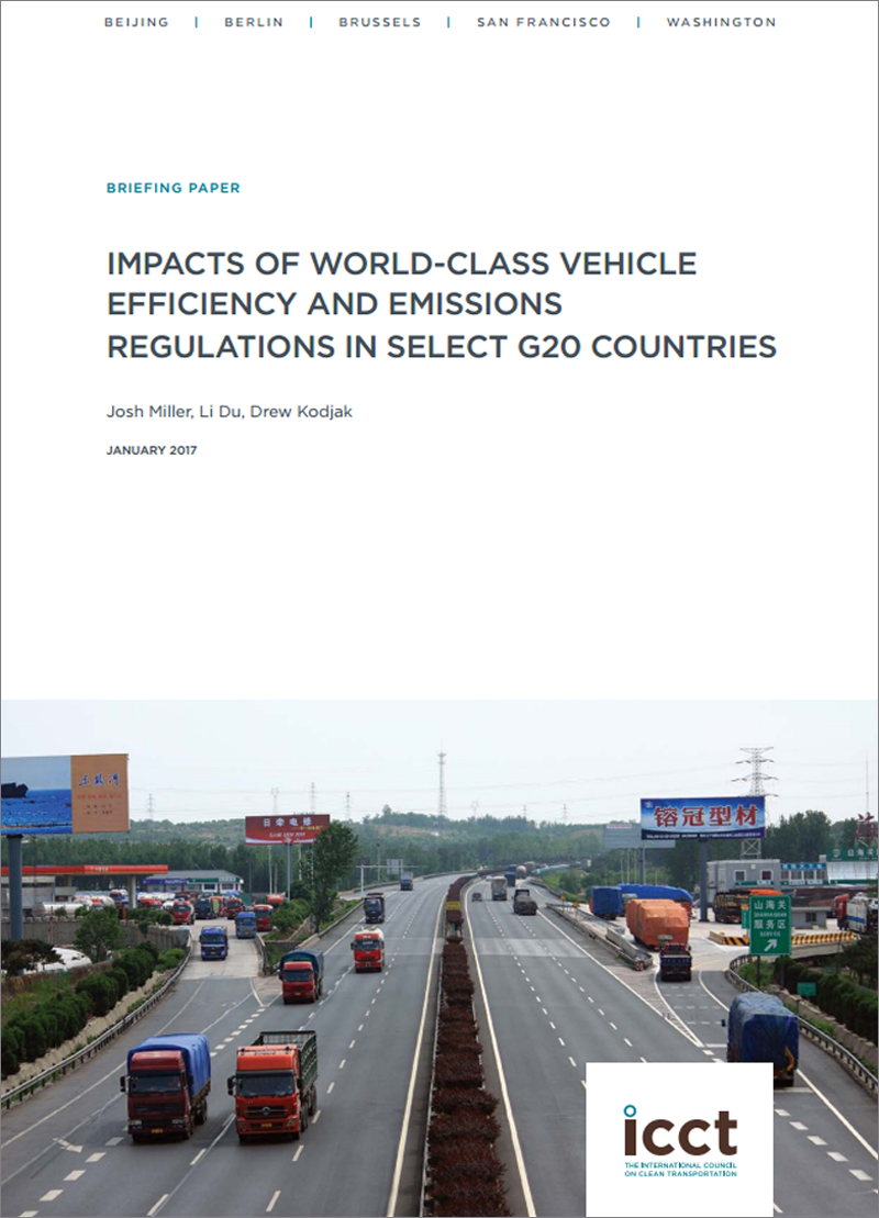 ICCT's new report: Impacts of World-Class Vehicle Efficiency and Emissions Regulations in Select G20 Countries.