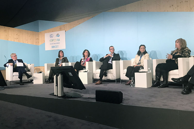 At an official COP23 event, GFEI Executive Secretary Sheila Watson announced ambitious new targets for HDV fuel efficiency.
